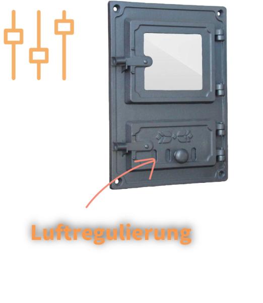 Innbee® Backofentür 375x275 mm Gusseisen Küchentür mit Glas Luftzufuhrregulierung Ofen In-1622